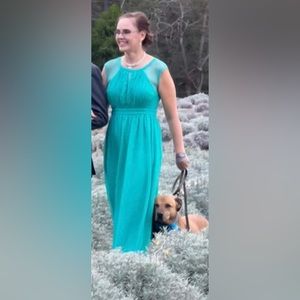 Formal Teal Lace Maxi Dress